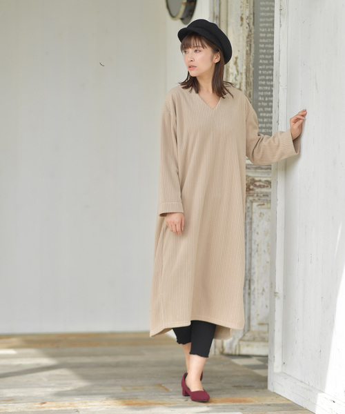 rps（アールピーエス）の「針抜き起毛Vネックワンピース（ワンピース・レディース・ブラック/ベージュ/グレー/ダークグリーン・M）」の10枚目の写真