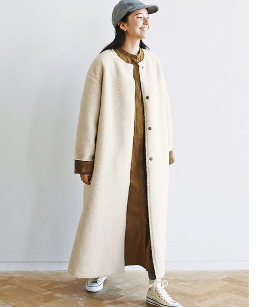 avecmoi（アヴェクモワ）の「アヴェクモワ ボアコート〈アイボリー 