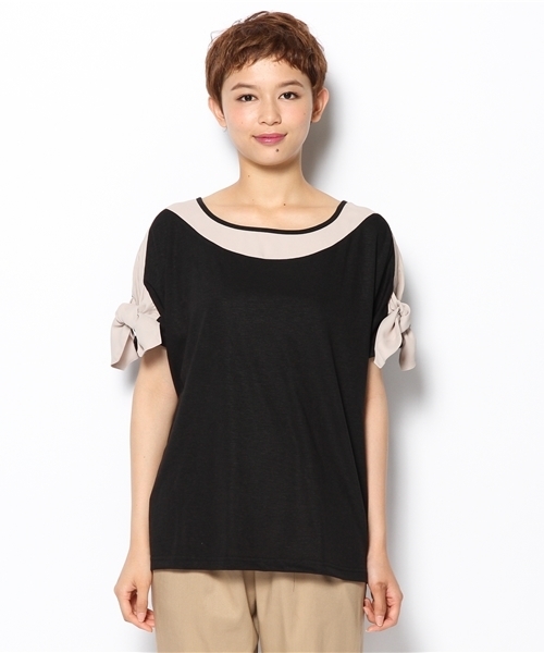 manics（マニックス）の「異素材切替え半袖プルオーバー（Tシャツ/カットソー・レディース・グレー/ブラック・FREE）」の3枚目の写真