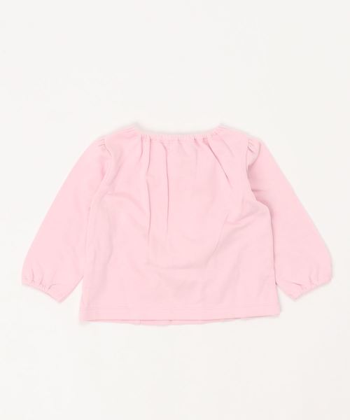 BeBe(ベベ)の「ミニ裏毛ラッフルトップス(ロンパース・キッズ・ピンク・90/100/80)」の2枚目の写真