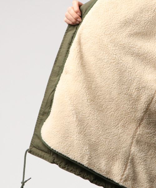 THE MORNING AFTER（ザ モーニング アフター）の「高密度コットンナイロン フード付き フィッシュテールコート / 裏ボアライナー脱着 モッズコート（モッズコート・レディース・ベージュ/カーキ・FREE）」の5枚目の写真