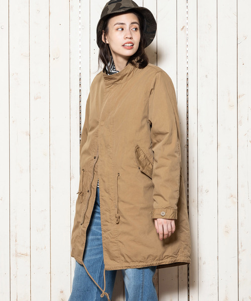 THE MORNING AFTER（ザ モーニング アフター）の「高密度コットンナイロン フード付き フィッシュテールコート / 裏ボアライナー脱着 モッズコート（モッズコート・レディース・ベージュ/カーキ・FREE）」の8枚目の写真