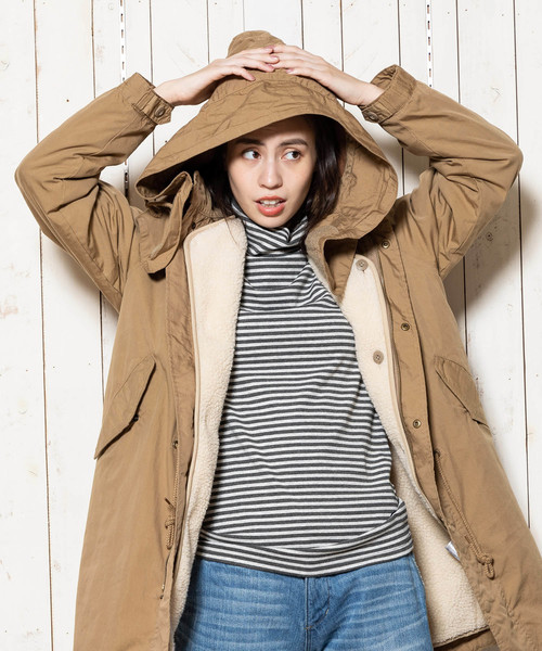 THE MORNING AFTER（ザ モーニング アフター）の「高密度コットンナイロン フード付き フィッシュテールコート / 裏ボアライナー脱着 モッズコート（モッズコート・レディース・ベージュ/カーキ・FREE）」の10枚目の写真