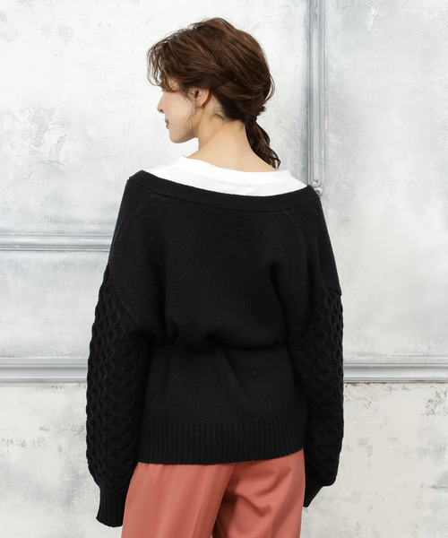 VIS（ビス）の「【WEB限定】ハニカム編スリーブカーディガン（カーディガン/ボレロ・レディース・ベージュ/ネイビー/キナリ/ブルー系その他4・FREE）」の14枚目の写真