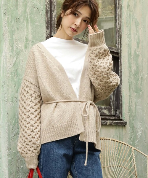 VIS（ビス）の「【WEB限定】ハニカム編スリーブカーディガン（カーディガン/ボレロ・レディース・ベージュ/ネイビー/キナリ/ブルー系その他4・FREE）」の20枚目の写真