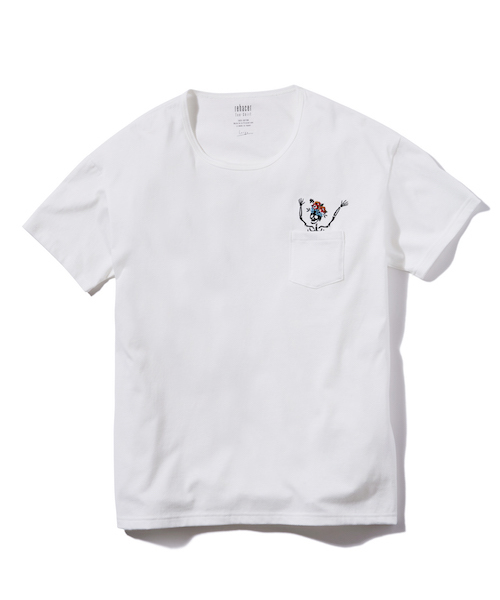 rehacer(レアセル)の「rehacer : Greeting Skull T-Shirt / グリーティング スカル Tシャツ(Tシャツ/カットソー・メンズ・ホワイト/ブラック/カーキ/ネイビー・X-SMALL/SMALL/MEDIUM/LARGE/X-LARGE/XX-LARGE)」の1枚目の写真