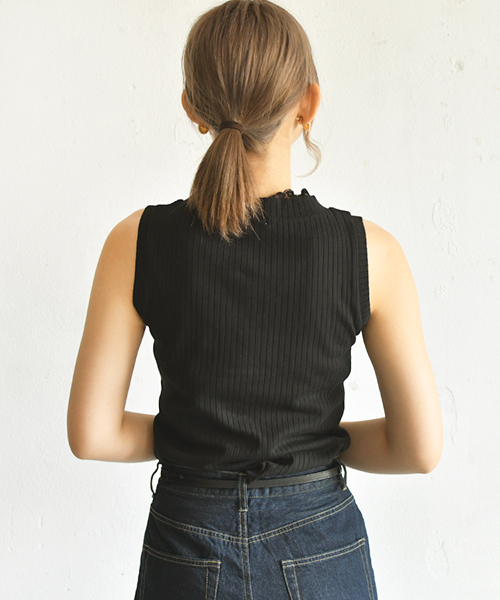 PairPair（ペアペア）の「ボタン付きリブタンクトップ（タンクトップ・レディース・ブラック/オフホワイト・FREE）」の8枚目の写真