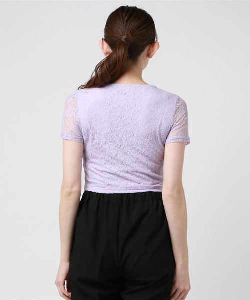 WEGO(ウィゴー)の「WEGO/レースピチTシャツ(Tシャツ/カットソー・レディース・オフホワイト/ブラック/ライトパープル/ライトイエロー・FREE)」の6枚目の写真