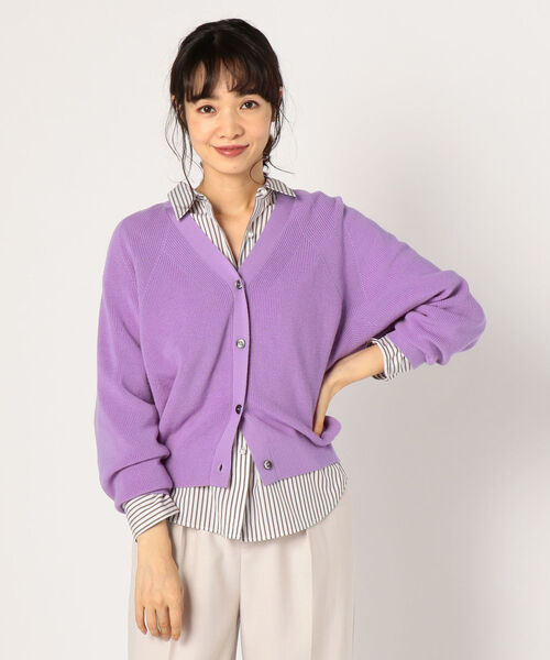 NOLLEY’S(ノーリーズ)の「片畦ゆったりカーディガン(ニット/セーター・レディース・ブラック/ベージュ/ラベンダー・38)」の1枚目の写真