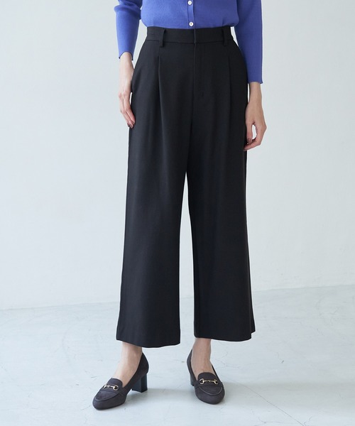 ROPE' PICNIC(ロペピクニック)の「【らくぽか】裏起毛タックワイドパンツ(その他パンツ・レディース・ブラック/ベージュ/ブラウン/ブラック系その他/ベージュ系その他/ブラック系その他2・40/38/36)」の2枚目の写真