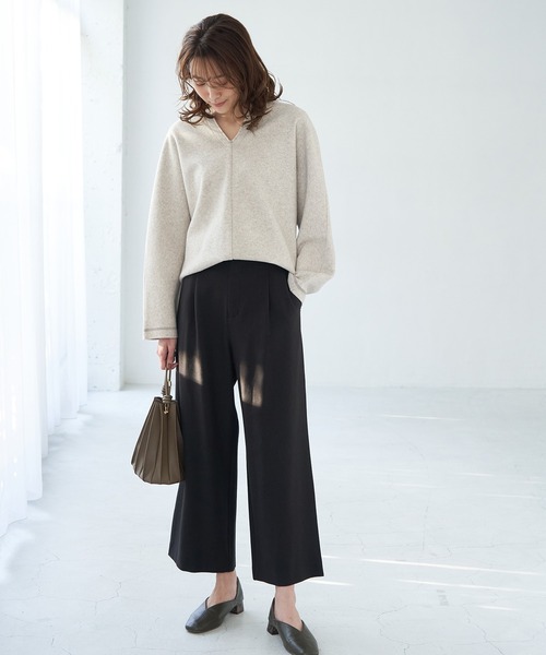 ROPE' PICNIC(ロペピクニック)の「【らくぽか】裏起毛タックワイドパンツ(その他パンツ・レディース・ブラック/ベージュ/ブラウン/ブラック系その他/ベージュ系その他/ブラック系その他2・40/38/36)」の20枚目の写真