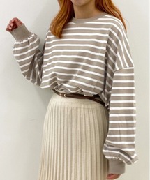 apres jour | ボーダー袖ボリュームトップス【ZOZOTOWN限定アイテム】(Tシャツ/カットソー)