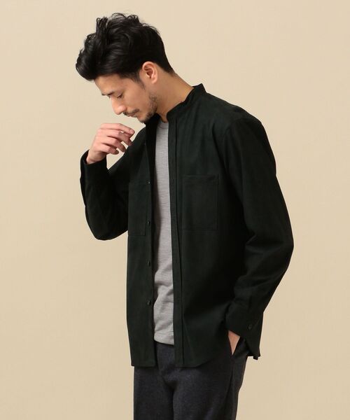 SHIPS(シップス)の「SC: フェイクスエード スタンドカラー シャツ(シャツ/ブラウス・メンズ・ブラック/ブラウン・MEDIUM/LARGE/X-LARGE/SMALL)」の1枚目の写真