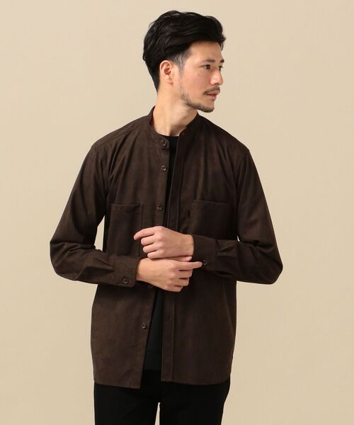 SHIPS(シップス)の「SC: フェイクスエード スタンドカラー シャツ(シャツ/ブラウス・メンズ・ブラック/ブラウン・MEDIUM/LARGE/X-LARGE/SMALL)」の3枚目の写真