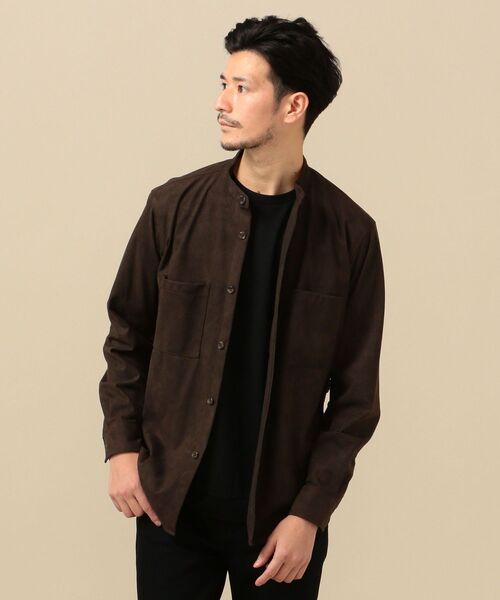 SHIPS(シップス)の「SC: フェイクスエード スタンドカラー シャツ(シャツ/ブラウス・メンズ・ブラック/ブラウン・MEDIUM/LARGE/X-LARGE/SMALL)」の5枚目の写真