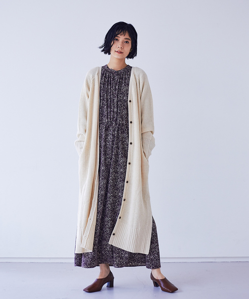 qualite(カリテ)の「【一部店舗・WEB限定】ロングカーデ2WAYニットワンピース(ワンピース)」|アイボリー