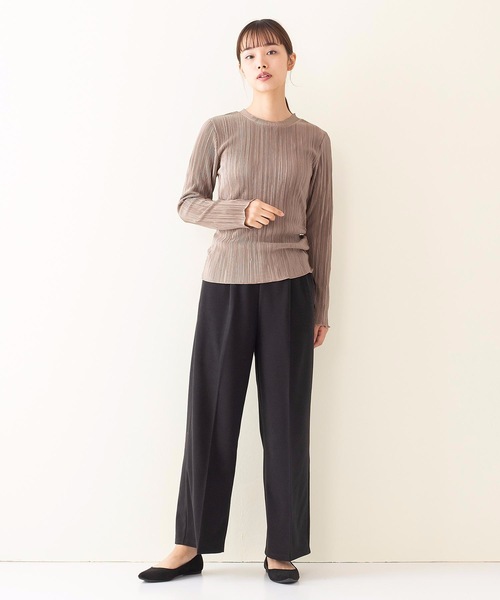 INNOCENT BLUE（イノセントブルー）の「【INNOCENT BLUE/イノセントブルー】サテンミニプリーツプルオーバー　ヴィンテージサテン素材　プリーツ加工　トップス　カットソー（Tシャツ/カットソー・レディース・ブラック/ライトブラウン/ライトベージュ/カーキ・MEDIUM）」の10枚目の写真