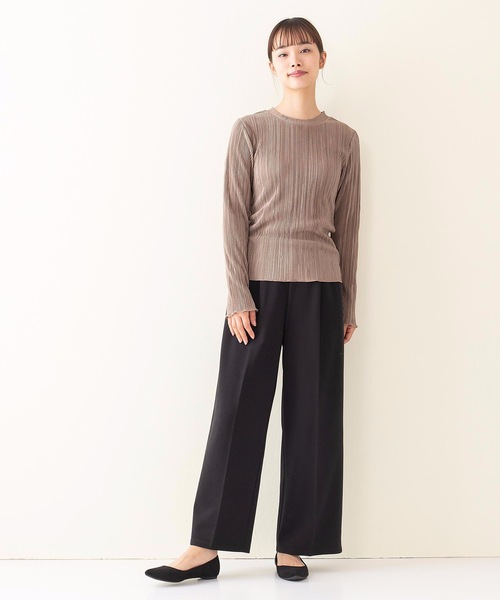 INNOCENT BLUE（イノセントブルー）の「【INNOCENT BLUE/イノセントブルー】サテンミニプリーツプルオーバー　ヴィンテージサテン素材　プリーツ加工　トップス　カットソー（Tシャツ/カットソー・レディース・ブラック/ライトブラウン/ライトベージュ/カーキ・MEDIUM）」の11枚目の写真