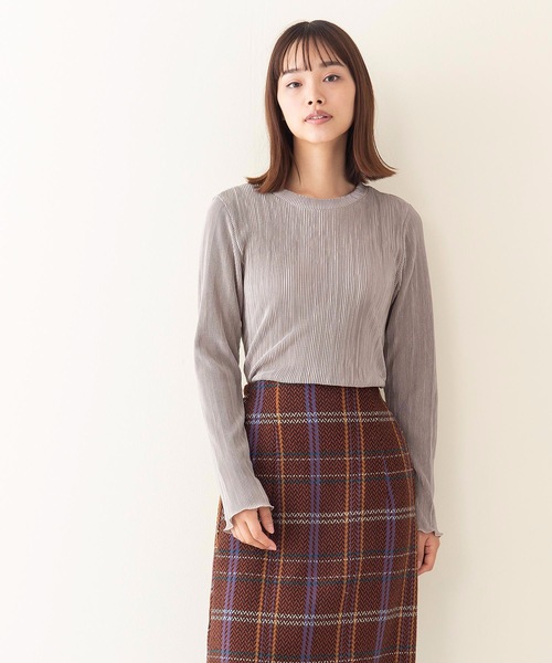 INNOCENT BLUE（イノセントブルー）の「【INNOCENT BLUE/イノセントブルー】サテンミニプリーツプルオーバー　ヴィンテージサテン素材　プリーツ加工　トップス　カットソー（Tシャツ/カットソー・レディース・ブラック/ライトブラウン/ライトベージュ/カーキ・MEDIUM）」の20枚目の写真