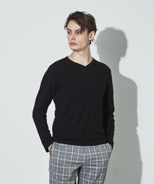 5351 POUR LES HOMMES(ゴーサンゴーイチプールオム)の「クラックリンクスVネックプルオーバー(Tシャツ/カットソー・メンズ・ホワイト/ブラック・44/46/48)」の2枚目の写真