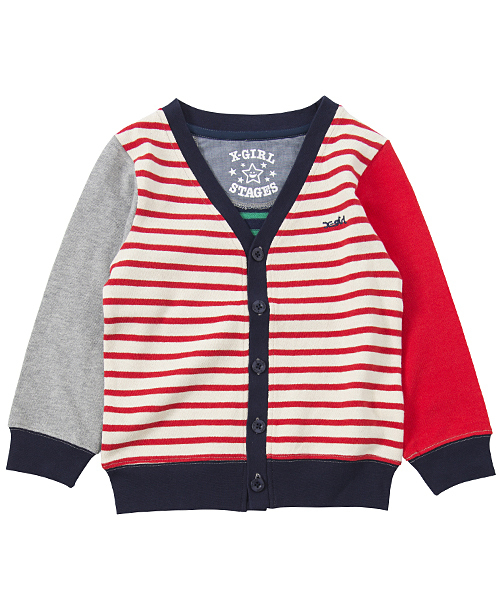 X-girl Stages(エックスガールステージス)の「MULTI COLOR CARDIGAN (4T~7T)(カーディガン/ボレロ・キッズ・アッシュ/ネイビー/レッド・4T/5T/7T/6T)」の11枚目の写真