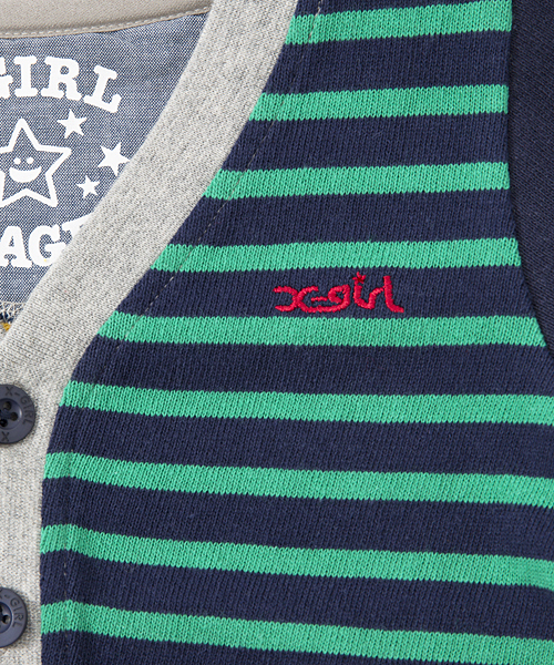 X-girl Stages(エックスガールステージス)の「MULTI COLOR CARDIGAN (4T~7T)(カーディガン/ボレロ・キッズ・アッシュ/ネイビー/レッド・4T/5T/7T/6T)」の7枚目の写真