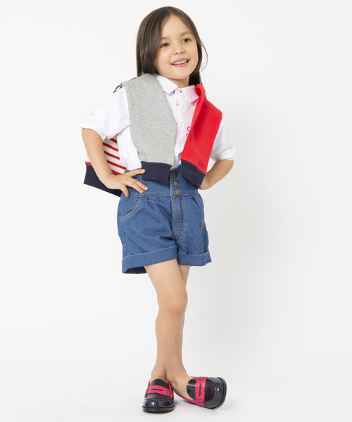 X-girl Stages(エックスガールステージス)の「MULTI COLOR CARDIGAN (4T~7T)(カーディガン/ボレロ・キッズ・アッシュ/ネイビー/レッド・4T/5T/7T/6T)」の4枚目の写真