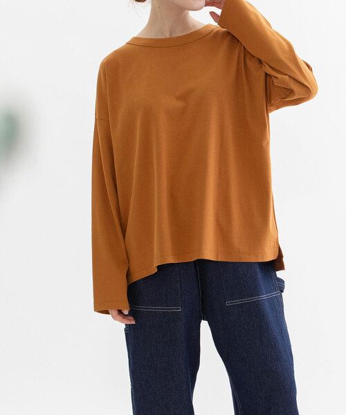 nop de nod(ノップドゥノッド)の「USコットンオーバーサイズロングTシャツ(Tシャツ/カットソー・レディース・ダークグレー/スミクロ/ダークブルー/ブルー/オフホワイト/ブラック/ミント/インディゴブルー/ブルー系その他/ベージュ/エメラルド/オレンジ/ライトイエロー/ターコイズブルー/ネイビー/ピンク/キナリ/イエロー/レッド/ライトブルー/ブルーグリーン/キャメル・3/M)」の19枚目の写真