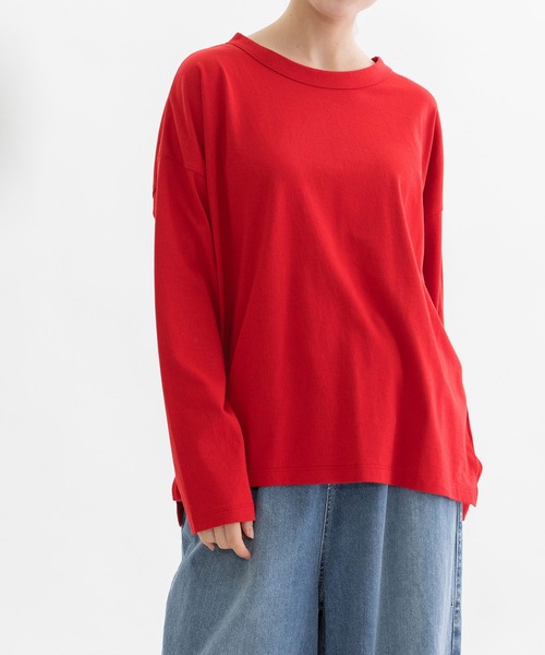 nop de nod(ノップドゥノッド)の「USコットンオーバーサイズロングTシャツ(Tシャツ/カットソー・レディース・ダークグレー/スミクロ/ダークブルー/ブルー/オフホワイト/ブラック/ミント/インディゴブルー/ブルー系その他/ベージュ/エメラルド/オレンジ/ライトイエロー/ターコイズブルー/ネイビー/ピンク/キナリ/イエロー/レッド/ライトブルー/ブルーグリーン/キャメル・3/M)」の21枚目の写真