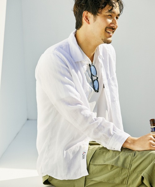 BAYFLOW（ベイフロー）の「リゾートリネンシャツ（シャツ/ブラウス・メンズ・ライトブルー/オフホワイト/イエロー/ブルー/ライトグリーン/ライトブラウン・SMALL/MEDIUM/LARGE）」の2枚目の写真