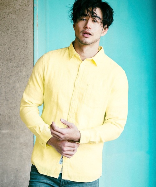 BAYFLOW（ベイフロー）の「リゾートリネンシャツ（シャツ/ブラウス・メンズ・ライトブルー/オフホワイト/イエロー/ブルー/ライトグリーン/ライトブラウン・SMALL/MEDIUM/LARGE）」の6枚目の写真