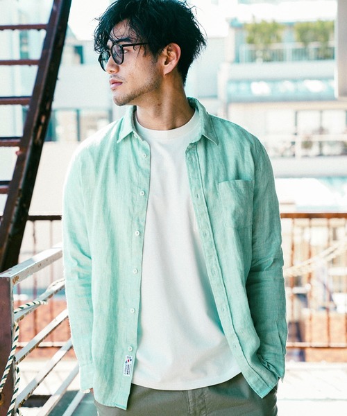 BAYFLOW（ベイフロー）の「リゾートリネンシャツ（シャツ/ブラウス・メンズ・ライトブルー/オフホワイト/イエロー/ブルー/ライトグリーン/ライトブラウン・SMALL/MEDIUM/LARGE）」の4枚目の写真