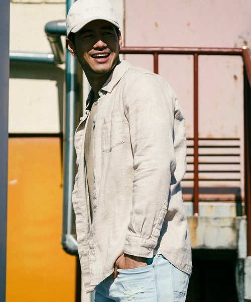 BAYFLOW（ベイフロー）の「リゾートリネンシャツ（シャツ/ブラウス・メンズ・ライトブルー/オフホワイト/イエロー/ブルー/ライトグリーン/ライトブラウン・SMALL/MEDIUM/LARGE）」の3枚目の写真