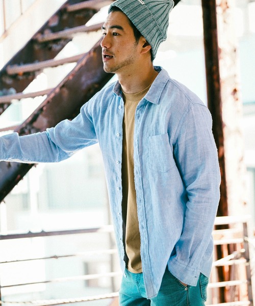 BAYFLOW（ベイフロー）の「リゾートリネンシャツ（シャツ/ブラウス・メンズ・ライトブルー/オフホワイト/イエロー/ブルー/ライトグリーン/ライトブラウン・SMALL/MEDIUM/LARGE）」の5枚目の写真