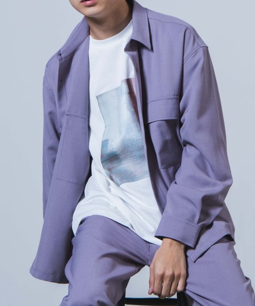 WEGO（ウィゴー）の「WEGO/【セットアップ対応商品】アーバンカラーCPOシャツ（ブルゾン・メンズ・サックスブルー/ベージュ/ラベンダー/ホワイト/ブラック・S/M/L）」の5枚目の写真