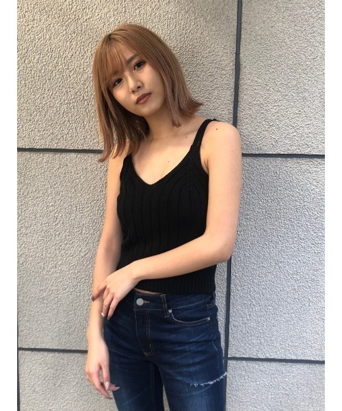 ENVYM(アンビー)の「バックスピンドルショートKnitキャミ(キャミソール・レディース・ホワイト/ブラック/グレー・FREE)」の5枚目の写真