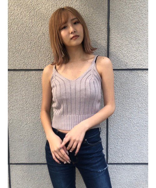 ENVYM(アンビー)の「バックスピンドルショートKnitキャミ(キャミソール・レディース・ホワイト/ブラック/グレー・FREE)」の7枚目の写真