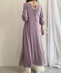 She's Closet（シーズクローゼット）の「バックオープン背中開きaラインロングリブワンピース（ワンピース）」