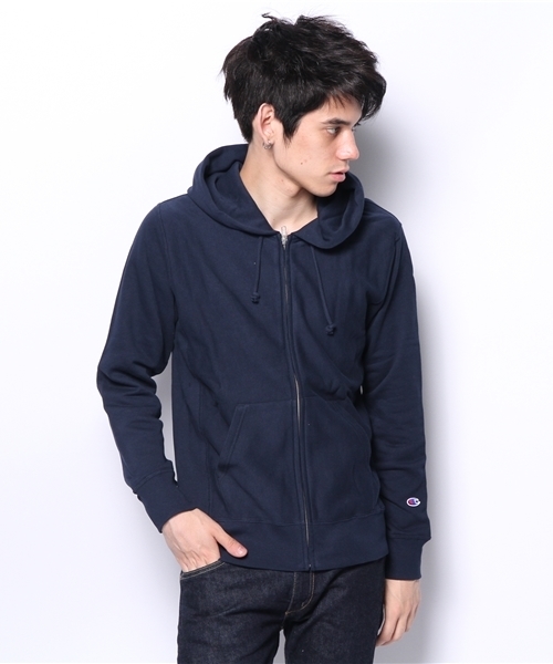 Champion（チャンピオン）の「Champion C3-E137 チャンピオン リバースウィーブ ジップパーカー（パーカー・メンズ・イエロー/レッド/ブラック/グレー/ネイビー・X-LARGE/LARGE/MEDIUM）」の4枚目の写真