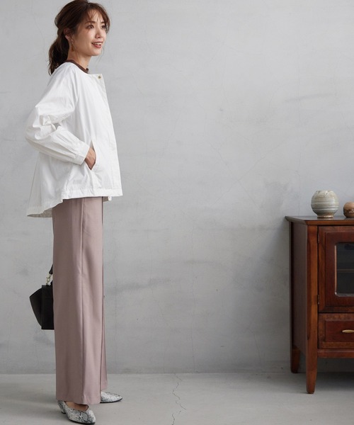OMNES Another Edition(オムネス アナザーエディション)の「製品洗いタイプライターノーカラードロストブルゾン(ブルゾン・レディース・ホワイト/ブラック/ベージュ/カーキ・FREE)」の8枚目の写真