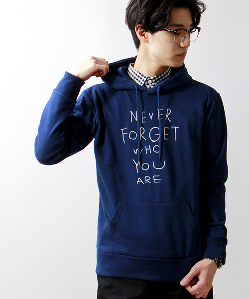 WEGO(ウィゴー)の「WEGO/刺繍レタードプルパーカー(パーカー・メンズ・杢グレー/ネイビー・MEDIUM/LARGE)」の2枚目の写真