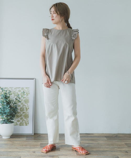 ITEMS URBANRESEARCH（アイテムズ アーバンリサーチ）の「カツラギストレートパンツ（その他パンツ・レディース・ベージュ/ダークブラウン/アイボリー・SMALL/MEDIUM）」の7枚目の写真