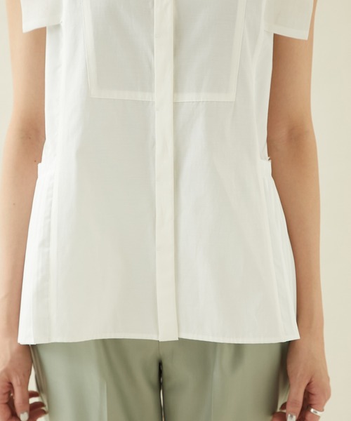 city（シティ）の「【CITY】パネルクロスボトムプリーツブラウス（シャツ/ブラウス・レディース・ホワイト/ブラック・FREE）」の6枚目の写真