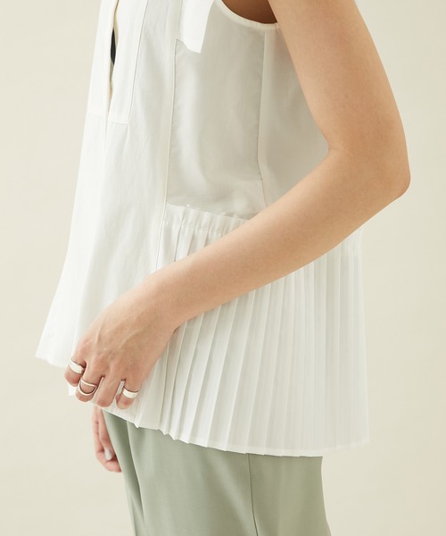 city（シティ）の「【CITY】パネルクロスボトムプリーツブラウス（シャツ/ブラウス・レディース・ホワイト/ブラック・FREE）」の4枚目の写真
