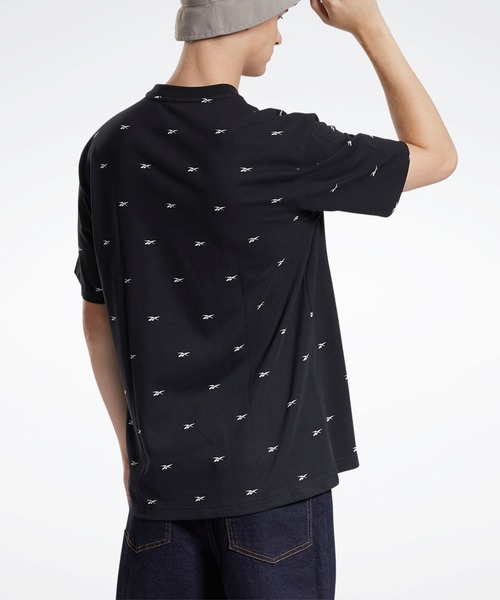 Reebok(リーボック)の「クラシックス オールオーバープリント ニット Tシャツ / Classics Allover Print Knit T-Shirt(Tシャツ/カットソー・メンズ・ブラック/オフホワイト・SMALL/MEDIUM/LARGE/X-LARGE/XX-LARGE/X-SMALL)」の8枚目の写真
