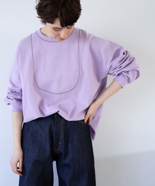 niko and...(ニコアンド)の「ボザム切り替えスラブプルオーバー(Tシャツ/カットソー・レディース・ブラック/パープル/アイボリー・LARGE/MEDIUM)」の3枚目の写真