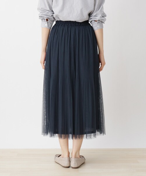 SHOO・LA・RUE（シューラルー）の「◆チュールAラインスカ―ト（スカート・レディース・ネイビー/オフホワイト・00）」の4枚目の写真