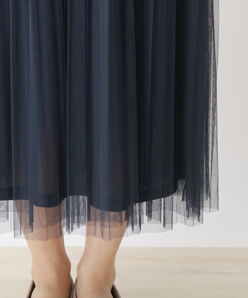 SHOO・LA・RUE（シューラルー）の「◆チュールAラインスカ―ト（スカート・レディース・ネイビー/オフホワイト・00）」の3枚目の写真