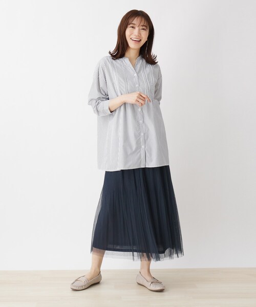 SHOO・LA・RUE（シューラルー）の「◆チュールAラインスカ―ト（スカート・レディース・ネイビー/オフホワイト・00）」の6枚目の写真