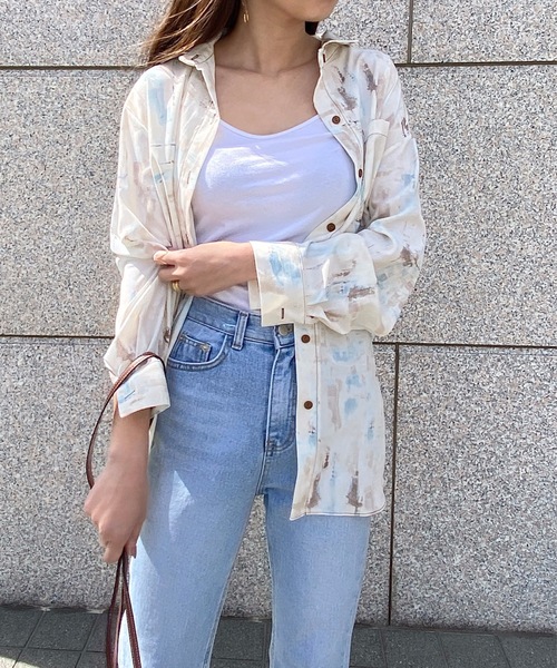 StyleSea（スタイルシー）の「ペイントルーズシャツ（シャツ/ブラウス・レディース・モカ/ラベンダー/ブルー・FREE）」の16枚目の写真